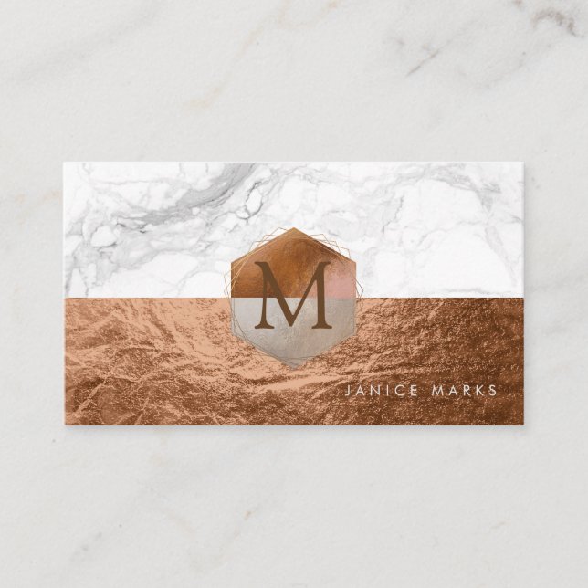 PixDezines MARBLE/FAUX COPPER HONEYCOMB Business Card (Front)