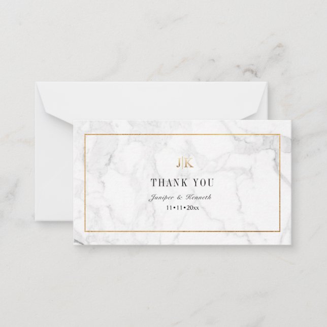 PixDezines Marble Faux Gold Classic Thank You Card (Front)