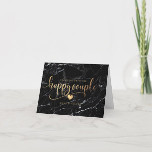 PixDezines Marble+Faux Gold/Happy Couple Thank You Card