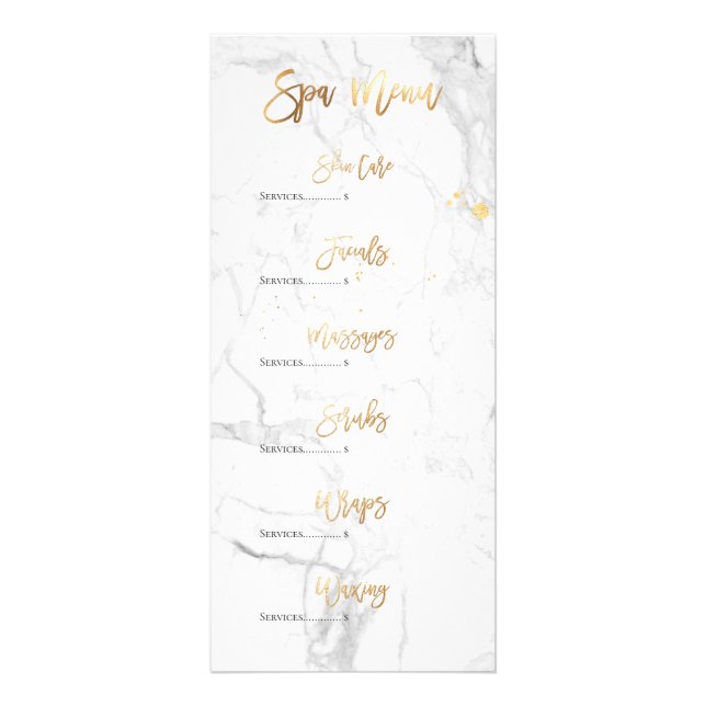 PixDezines Marble/Faux Gold Honeycomb Spa Menu (Front)