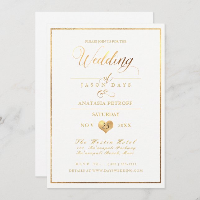PixDezines Marble/Faux Gold/Wedding Celebration Invitation (Front/Back)