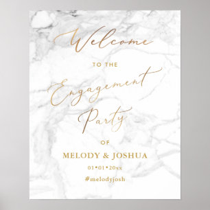 PixDezines Marble+Faux Gold Welcome Engagement Poster