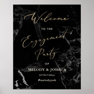 PixDezines Marble+Faux Gold Welcome Engagement Poster