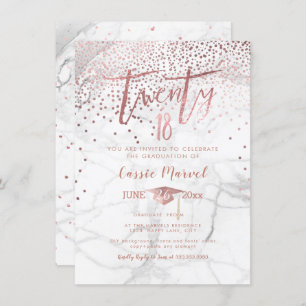 PixDezines Marble Faux Rose Gold 2018 Graduation Invitation
