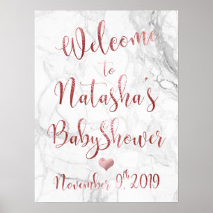 PixDezines Marble/Faux Rose Gold #Babyshower Welco Poster