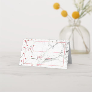 PixDezines Marble+Faux Rose Gold Confetti Place Card