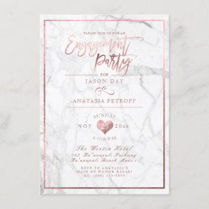 PixDezines Marble/Faux Rose Gold/Engagement Party Invitation