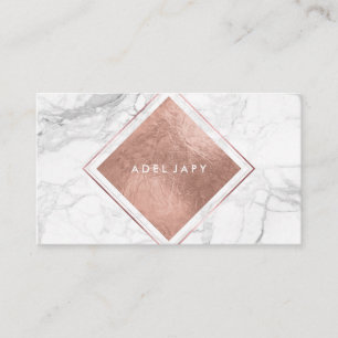 PixDezines Marble+Faux Rose Gold Foil Business Card