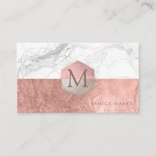 PIXDEZINES MARBLE FAUX ROSE GOLD+HONEYCOMB BUSINESS CARD