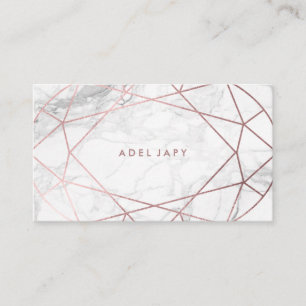 PixDezines Marble+Faux Rose Gold Oval  Gem Cut Business Card