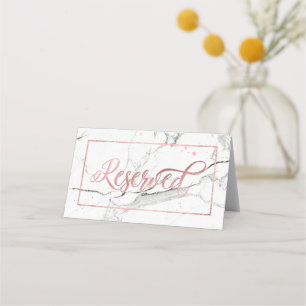 PixDezines Marble+Faux Rose Gold Reserved Sign Place Card