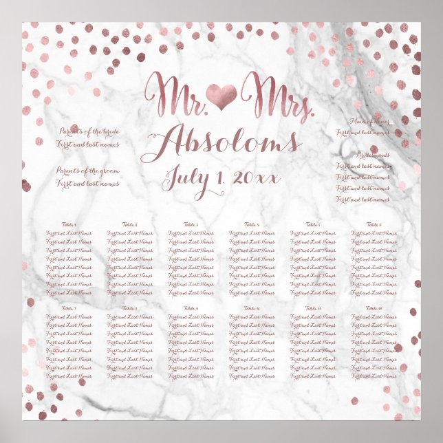 PixDezines Marble/Faux Rose Gold Specks/Seating Poster (Front)