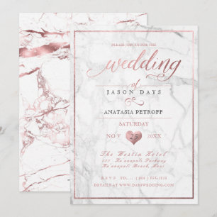 PixDezines Marble/Faux Rose Gold/Wedding Invitation