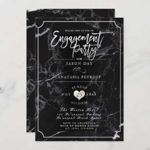 PixDezines Marble/Faux Silver/Engagement Party Invitation