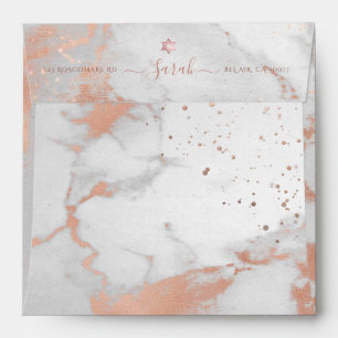 PixDezines Marble Rose Gold Veins Bat Mitzvah Envelope
