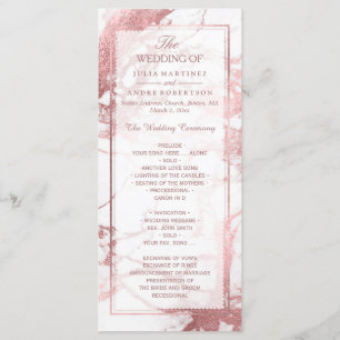PixDezines Marble+Rose Gold Veins Wedding Program