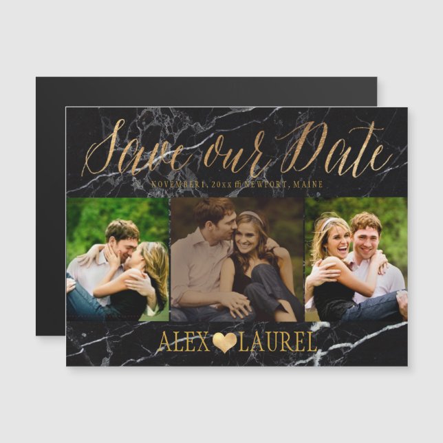 PixDezines Marble Save Our Date/Faux Gold Magnetic Invitation (Front/Back)