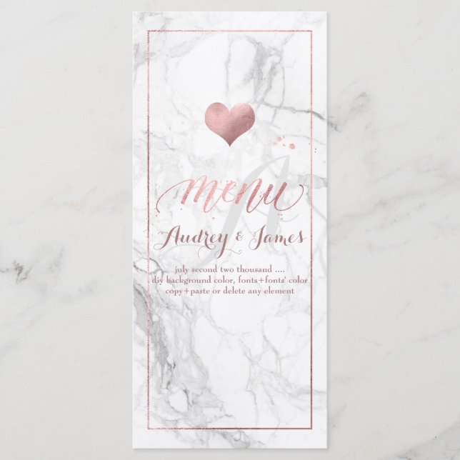 PixDezines Marble/Shine Menu/Faux Rose Gold Menu (Front)