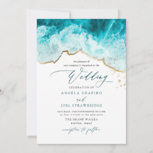 PixDezines Marine Waves Shoreline Beach Wedding Invitation