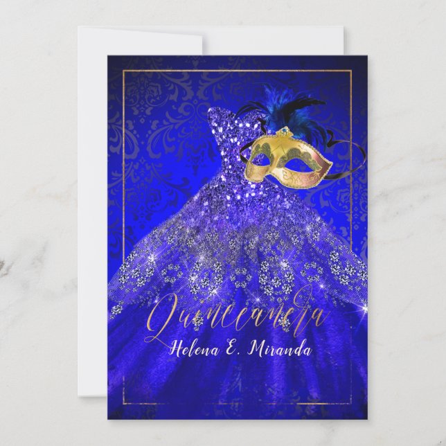 PixDezines Masquerade/Blue/DIYcolor! Invitation (Front)