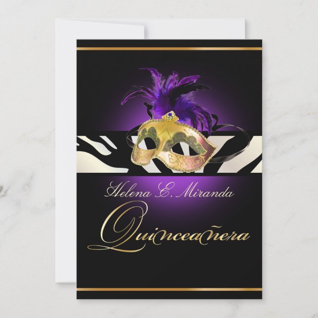 PixDezines Masquerade/purple/Zebra/DIY colour!! Invitation (Front)
