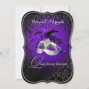 PixDezines masquerade quinceranera/DIY colour!! Invitation