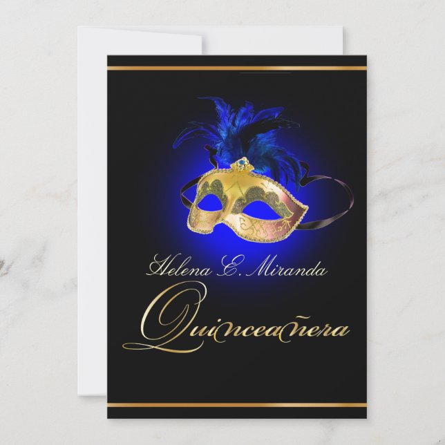 PixDezines Masquerade/Royal Blue/DIY colour!! Invitation (Front)