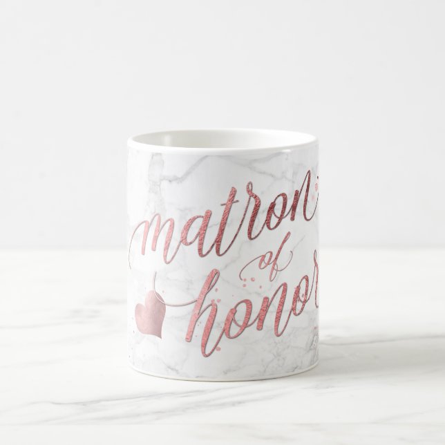 PixDezines Matron of Honour/Faux Rose Gold+Marble Coffee Mug (Center)