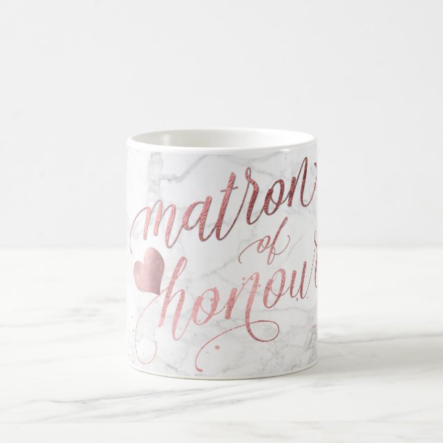 PixDezines Matron of Honour/Faux Rose Gold+Marble Coffee Mug (Center)