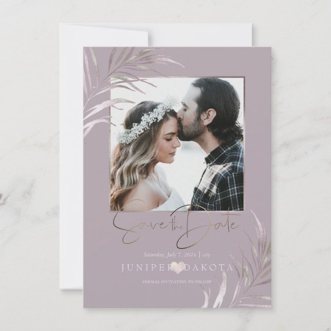 PixDezines MAUVE PALMS SAVE THE DATE (Front)