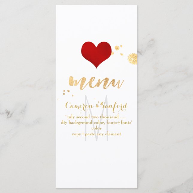 PixDezines Menu DIY Colour/Big Red Heart (Front)