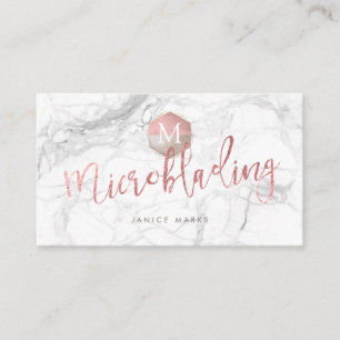 PIXDEZINES MICROBLADING MARBLE FAUX ROSE GOLD BUSINESS CARD