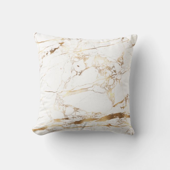 PixDezines Midnight Blue Marble+Faux Gold Cushion (Front)