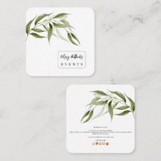 PixDezines Minimalist Greenery Eucalyptus Square Business Card