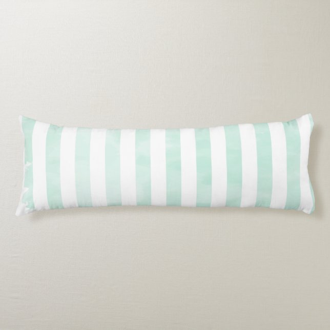 PixDezines Mint Digital Watercolor/Adj. Stripes Body Cushion (Front)