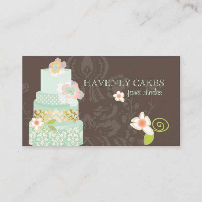 PixDezines mint wedding cakes/reception cards (Front)