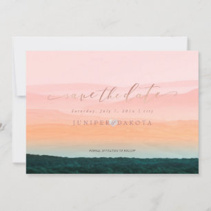 PixDezines Misty Mountain Range Ombre Blush Rose Invitation