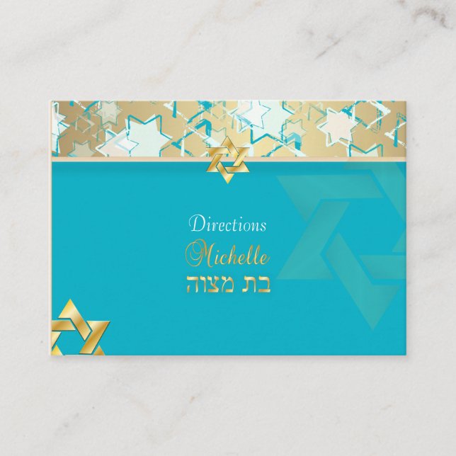 PixDezines mitzvah directions cards/grunge stars Enclosure Card (Front)