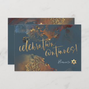 PixDezines Mitzvah✡ H2 Galaxy Abstract Slate Rust RSVP Card