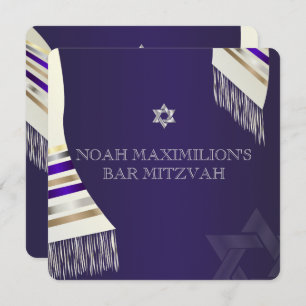 PixDezines mitzvah/purple tallit/diy background Invitation