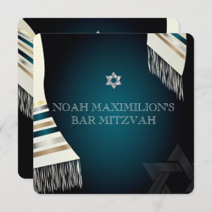 PixDezines mitzvah/teal tallit/diy background Invitation