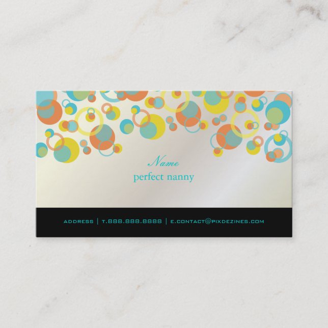 PixDezines Mod Bubbles / Retro Syle + Colours Business Card (Front)