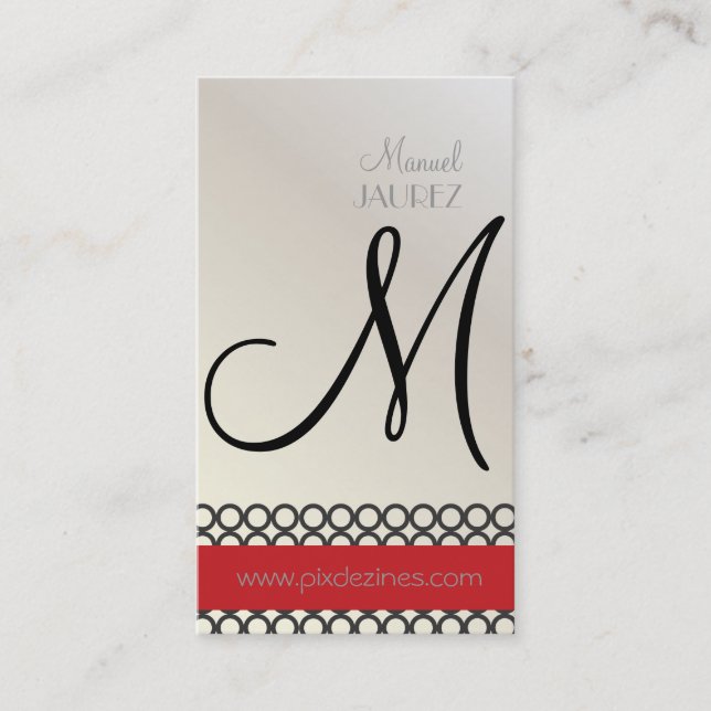 PixDezines Mod Rings, monogram Business Card (Front)