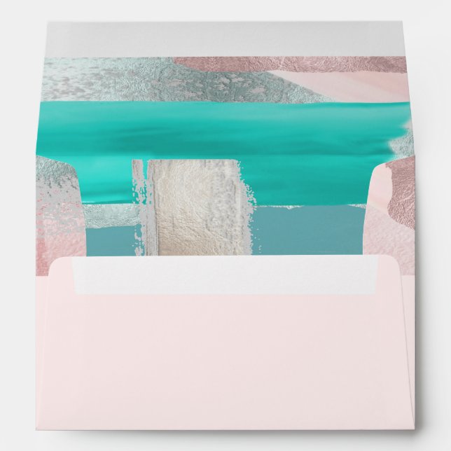 PixDezines Modern Art Aqua Blue, Rose Gold Envelope (Back (Bottom))