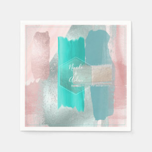 PixDezines Modern Art, Pink+Green Wedding Napkin