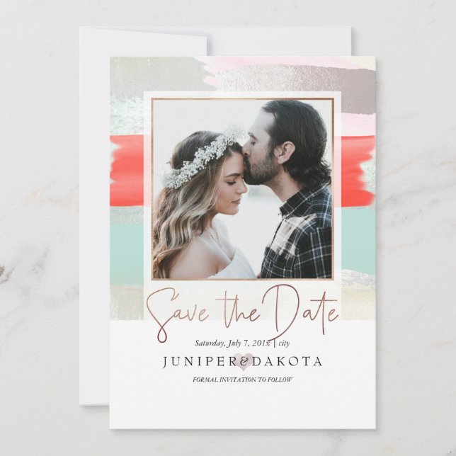 PixDezines Modern Art, Sage+Coral Invitation (Front)