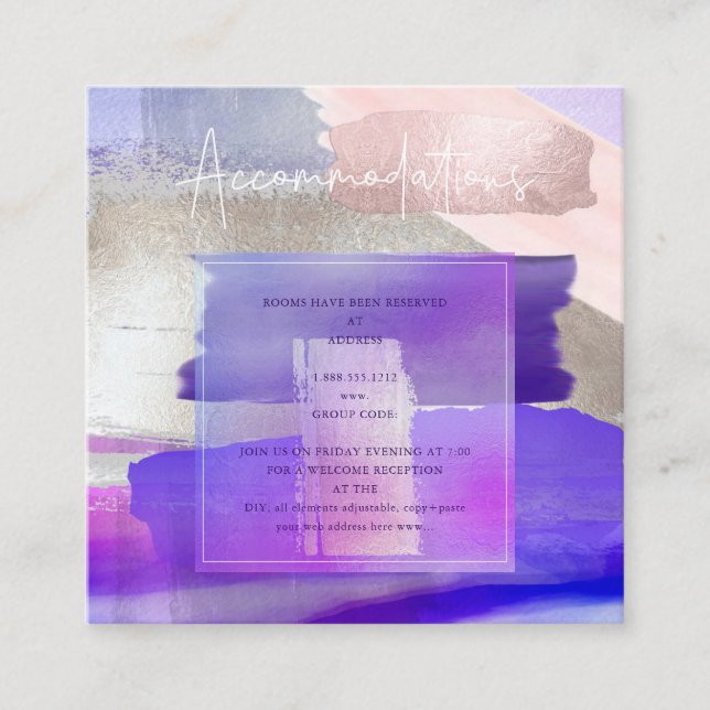 PixDezines Modern Art Violet Rose Accommodations Enclosure Card (Front)
