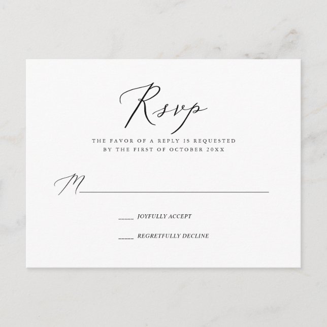 PixDezines Modern Elegant Calligraphy RSVP Invitation Postcard (Front)