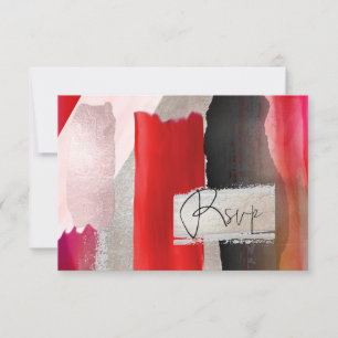 PixDezines Modern Watercolor Red Black RSVP Card