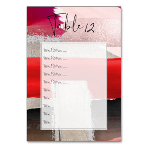 PixDezines Modern Watercolor Red Black Table Number